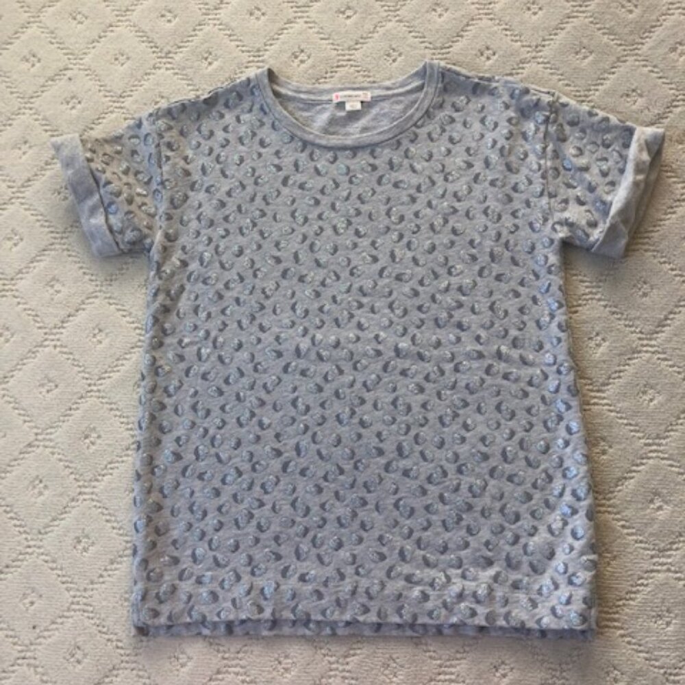 Crewcuts by J. Crew Girl's sparkle leopard short sleeve sweatshirt size 14
